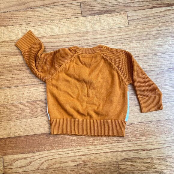 Cat & Jack 12M Fox Face Sweater with Ears Knit Textured Pull Over Unisex Orange - Picture 2 of 5